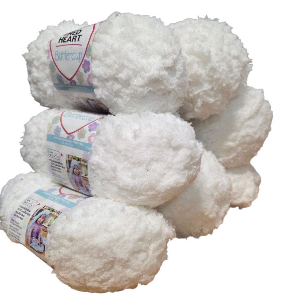 Red Heart Buttercup DISCONTINUED “White” - New Lot Of Seven Skeins Crochet Knit - Picture 2 of 10